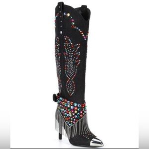 Gianni Bini Embellished Dark Jean Knee-High Women's Boots NEW 8.5 💎